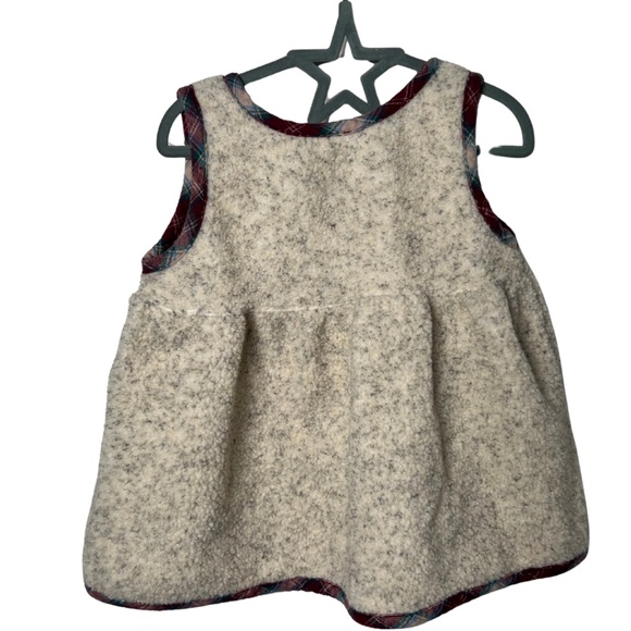 Vintage Knit Jumper Dress with Plaid Trim Size 12 Months - Picture 2 of 5